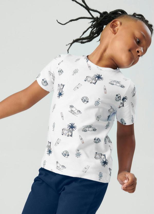 Rovi Kids - Camiseta Masculina Fuscas Branco