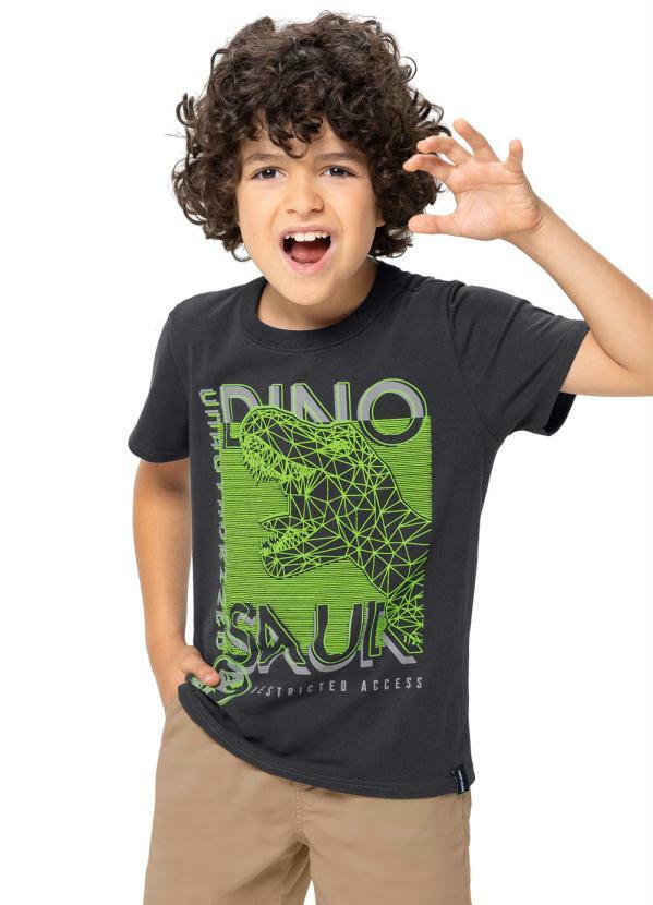 Malwee Kids - Camiseta Preta Jurassic World Dinosaur Menino