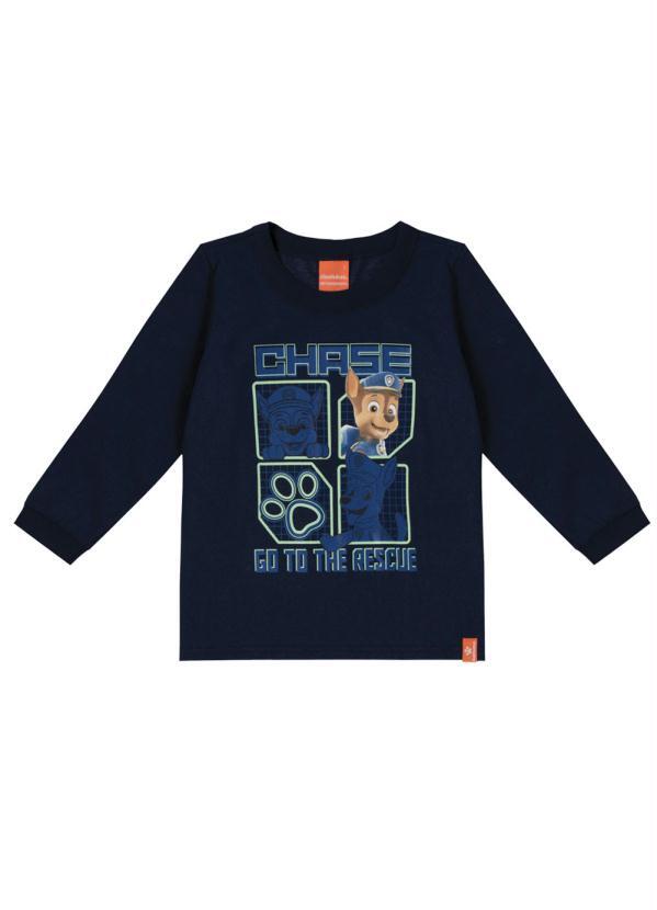 Malwee Kids - Camiseta Azul Marinho Chase em Malha Menino