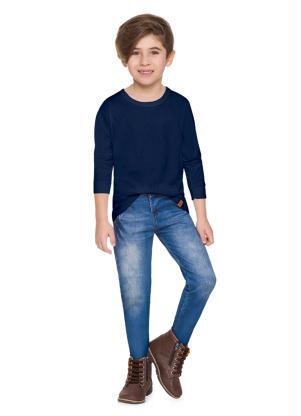 Brandili - Camiseta Infantil Menino Malha Azul - BRANDILI