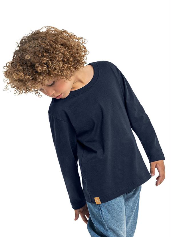 Quimby - Camiseta Infantil Menino Manga Longa Azul 1