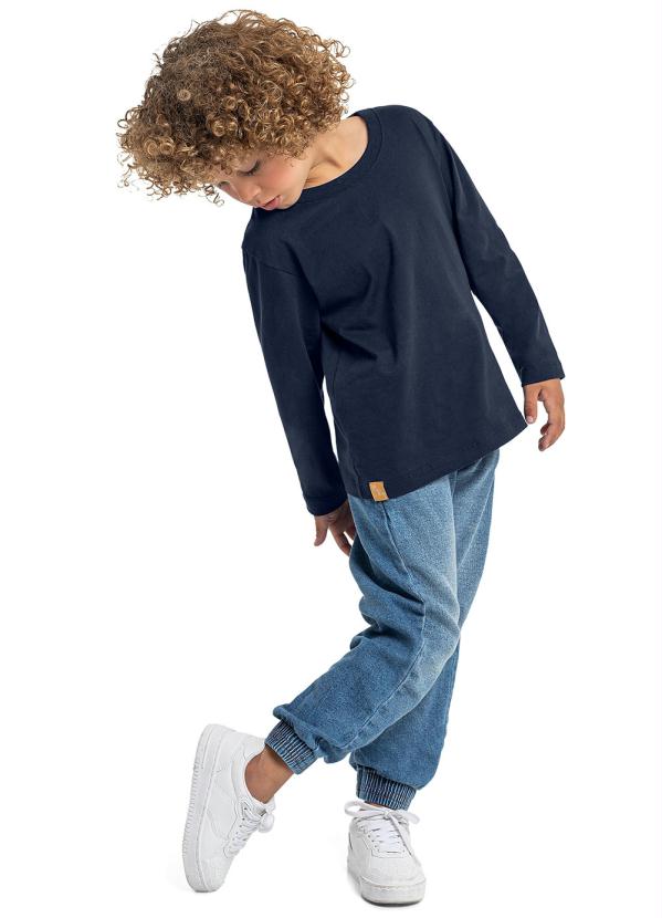 Quimby - Camiseta Infantil Menino Manga Longa Azul 2