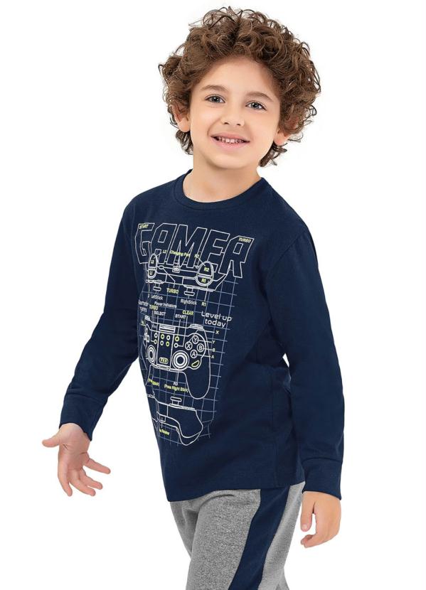 Fakini Kids - Camiseta Manga Longa Azul 1
