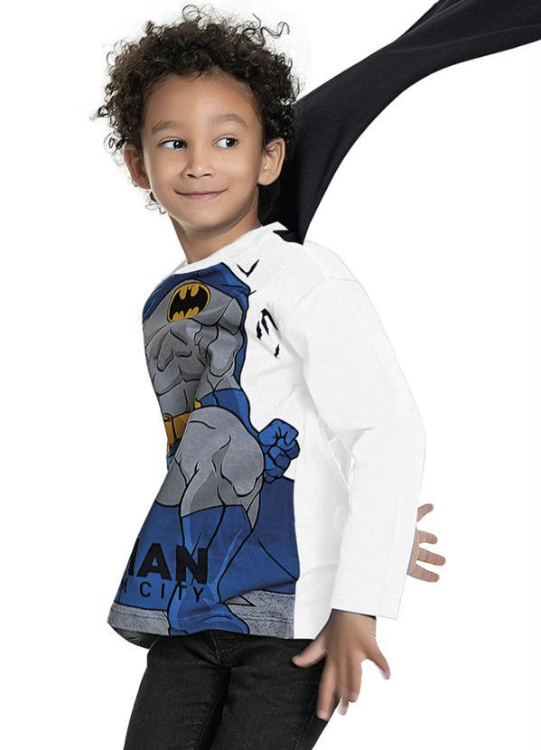 Batman - Camiseta Manga Longa com Capa Branca