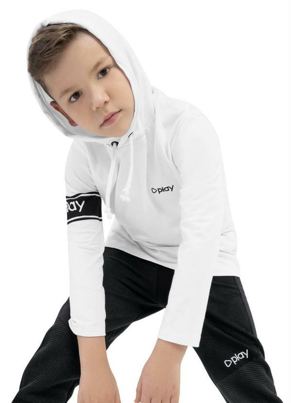 Playground - Camiseta Manga Longa com Capuz Branco