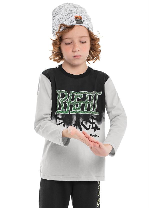 Quimby - Camiseta Manga Longa Infantil  Cinza