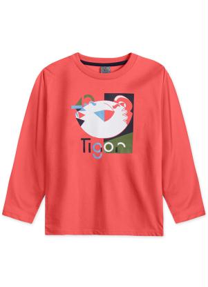 Camiseta Manga Longa Masculina Infantil Vermelho - Tigor T.Tigre