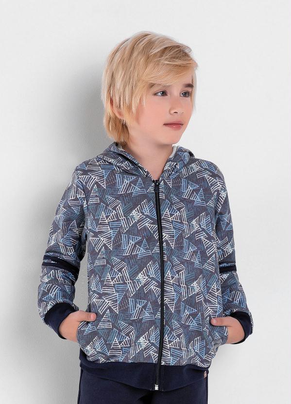 Outlet - Casaco Infantil Triângulo/Azul com Capuz