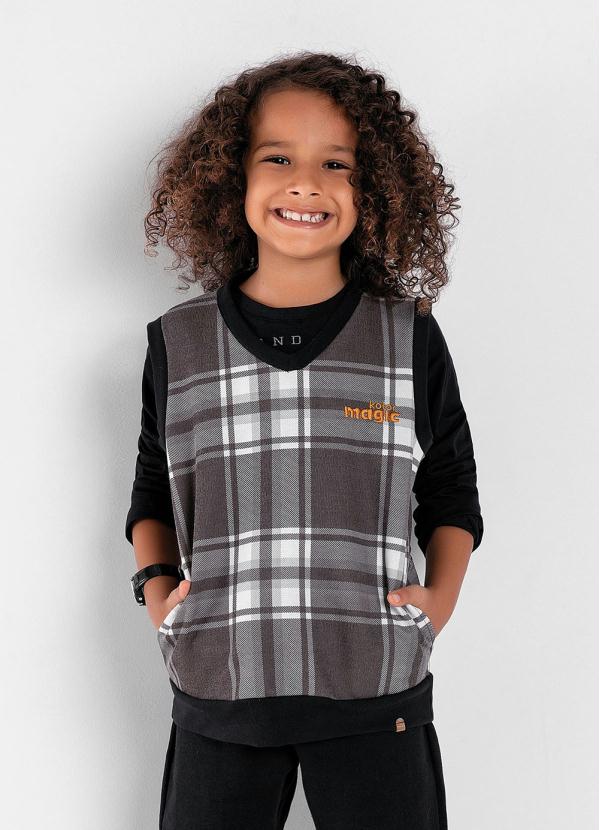 Queima Estoque - Colete Infantil Xadrez com Bolsos