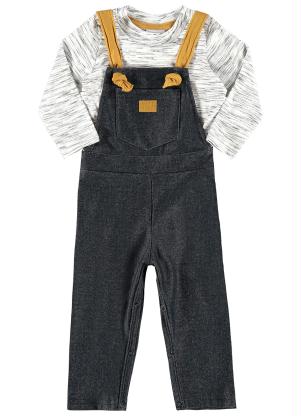 Quimby - Conjunto Bebê Jardineira e Camiseta Branco - QUIMBY