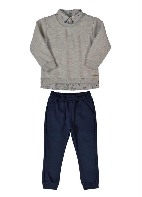 Up Baby - Conjunto Casaco e Calça Moletom Cinza