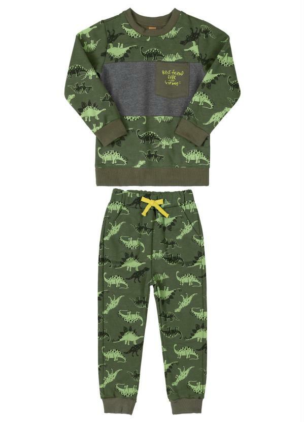 Up Baby - Conjunto Dinossauro Blusão e Calça Verde