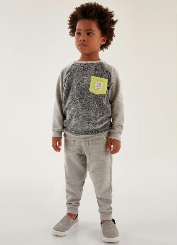 Up Baby - Conjunto em Moletom Menino Cinza