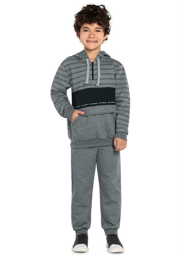 Trick Nick - Conjunto Infantil Blusão Listrado Cinza