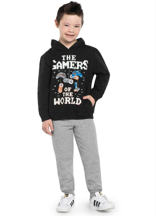 Rovi Kids - Conjunto Infantil Moletom Gamers Preto