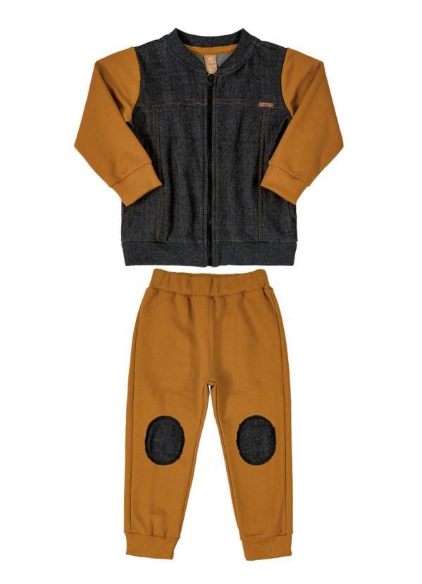 Up Baby - Conjunto Jaqueta e Calça Moletom Preto