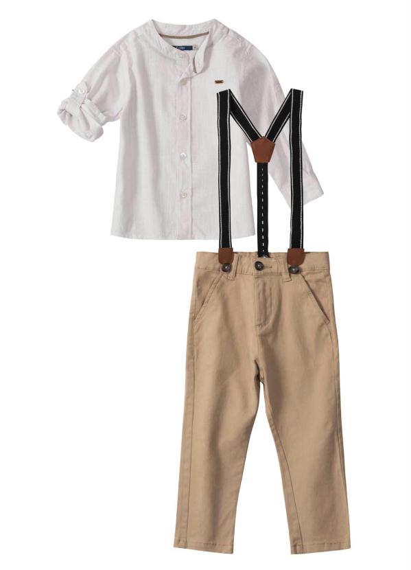 Carinhoso - Conjunto Marrom com Suspensório Menino 2