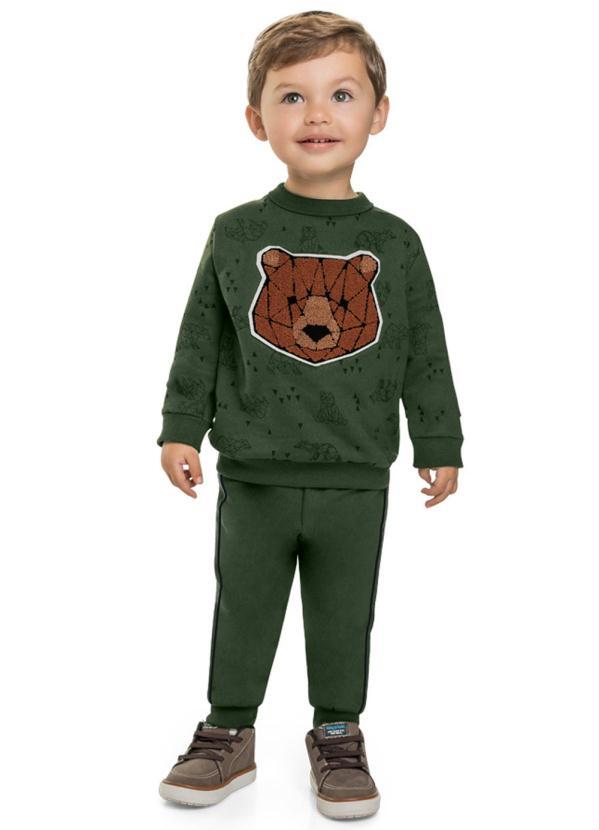 Mundi - Conjunto Menino com Bordado de Urso Verde