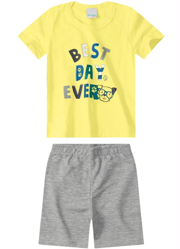 Malwee Kids - Conjunto Amarelo Best Day Ever em Moletinho Meni
