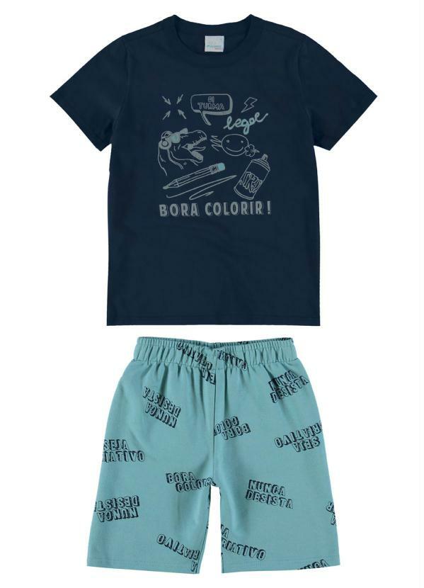 Malwee Kids - Conjunto Azul Escuro Bora Colorir Menino
