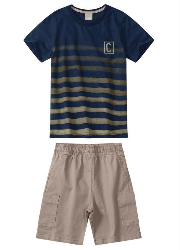 Carinhoso - Conjunto Azul Marinho Listrado Degrade