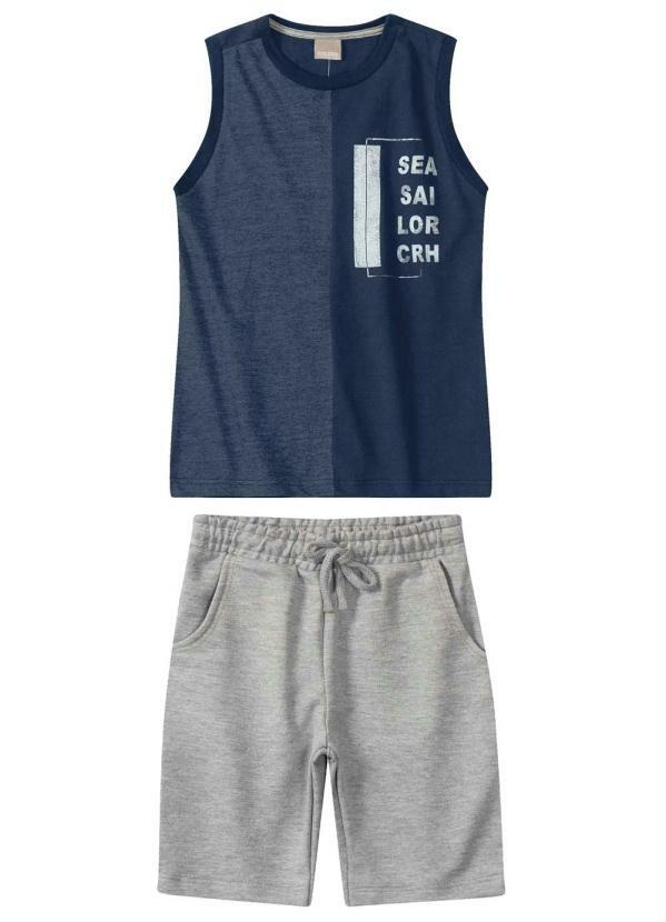 Carinhoso - Conjunto Azul Marinho Malha Mesclada