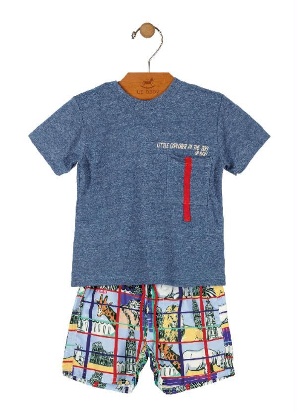 Up Baby - Conjunto Camiseta e Bermuda Azul