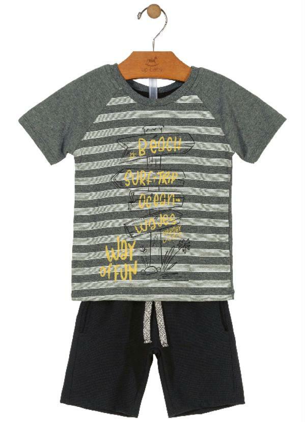 Up Baby - Conjunto Camiseta e Bermuda Cinza