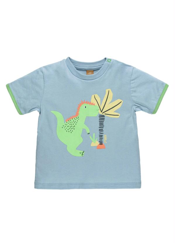 Conjunto Bebê Camiseta Azul Dino e Bermuda (P/M/G) para Bebê