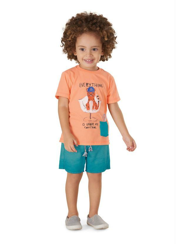 Up Baby - Conjunto Camiseta e Bermuda Laranja