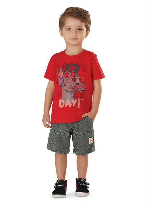 Up Baby - Conjunto Camiseta e Bermuda Vermelho