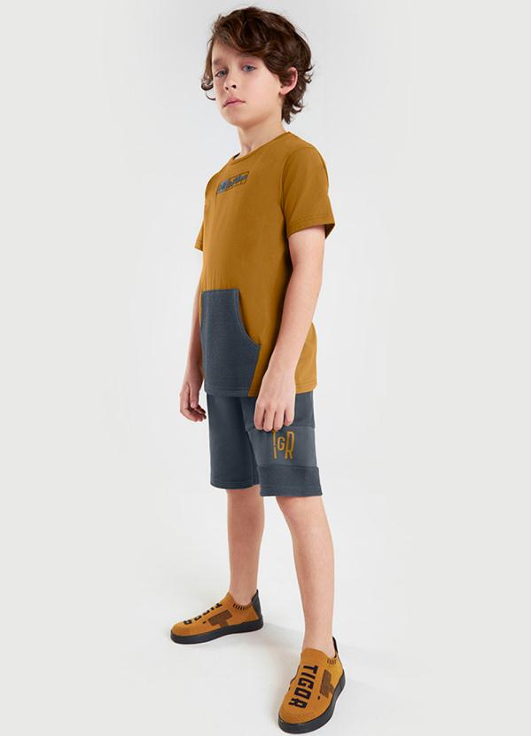 Tigor T Tigre - Conjunto Curto Moletom Menino Infantil Marrom