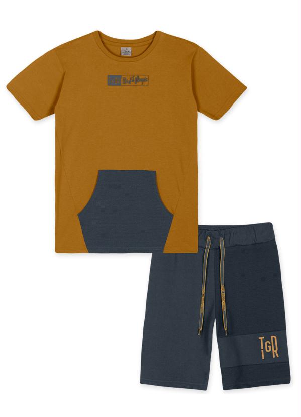 Tigor T Tigre - Conjunto Curto Moletom Menino Infantil Marrom 2