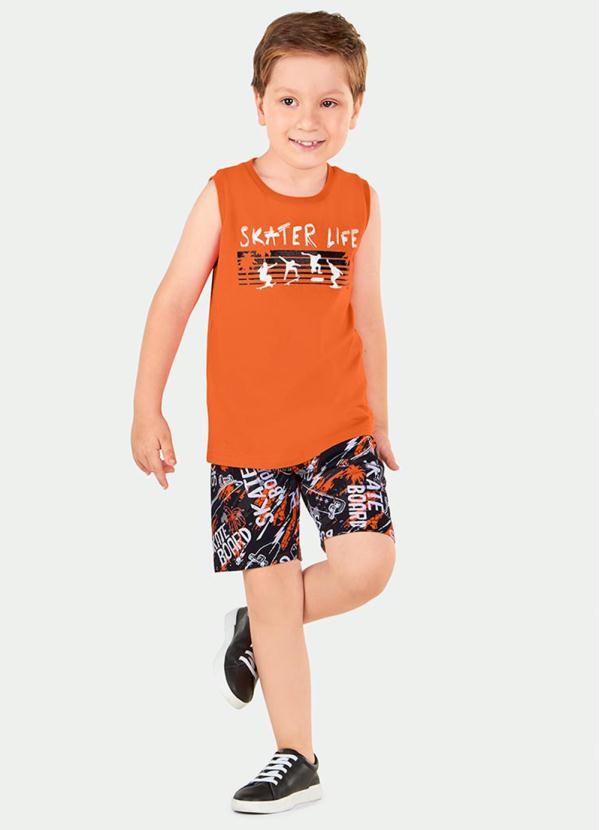 Marisol Play - Conjunto Curto Skate Moletom Menino Laranja