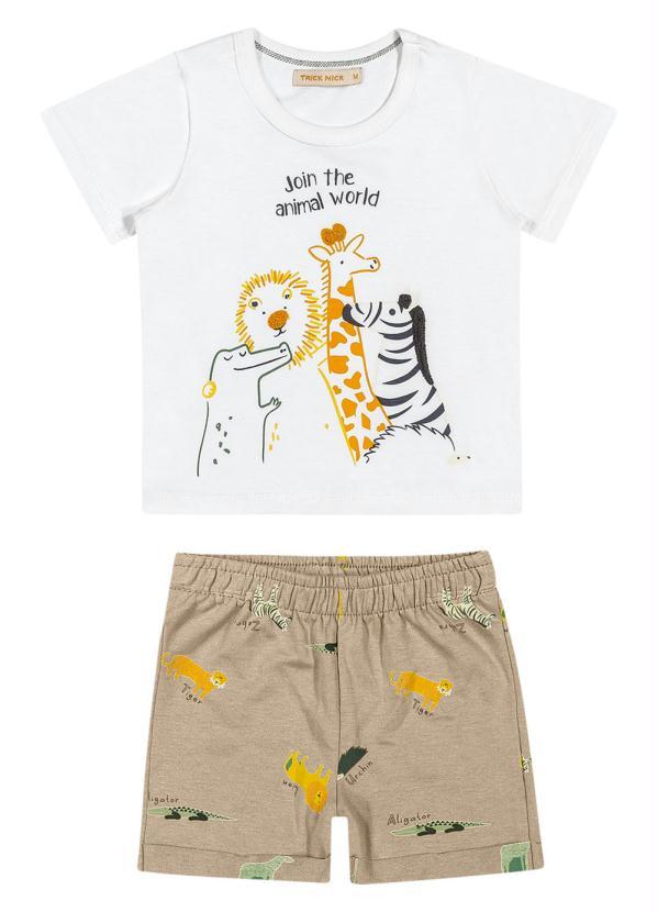 Trick Nick - Conjunto Infantil Animal World Baby Branco