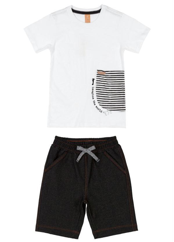 Up Baby - Conjunto Infantil Camiseta Avião Branco