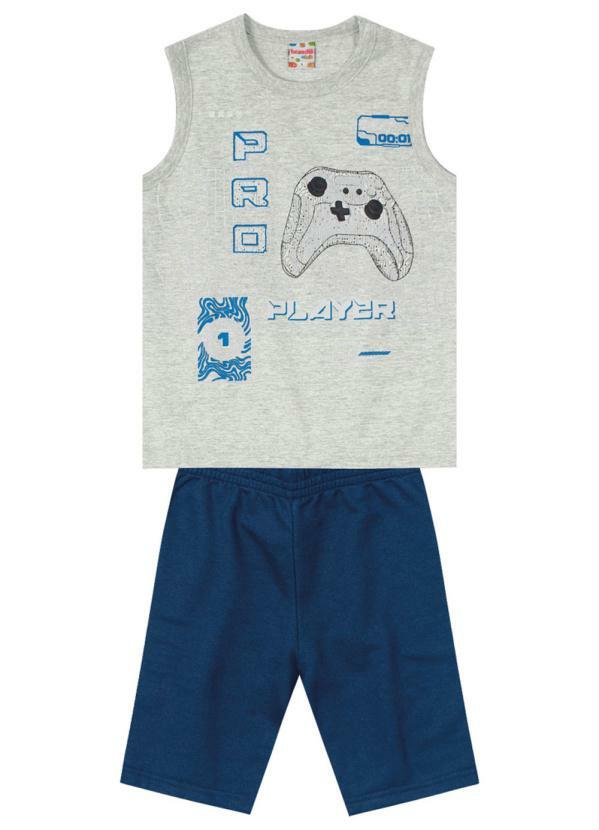 Brandili - Conjunto Infantil Menino de Vídeo Game Cinza