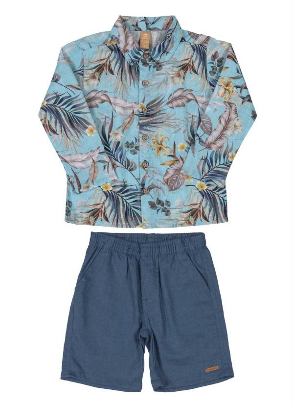 Up Baby - Conjunto Irmãos Infantil Tropical Azul