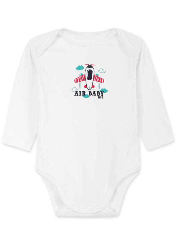 Marisol Play - Conjunto Longo Avião Malha Bebê Menino Branco 3