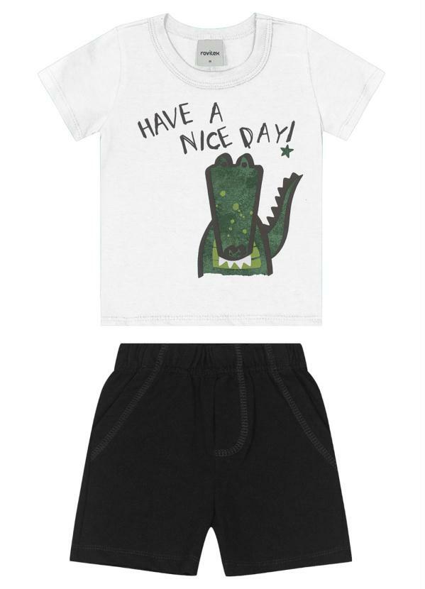 Rovi Kids - Conjunto Masculino Jacaré Branco