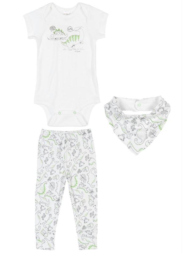 Up Baby - Kit Presente Bebê Menino 3 Peças Branco