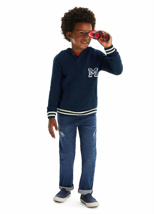 Malwee Kids - Blusão Azul em Tricô com Capuz 2