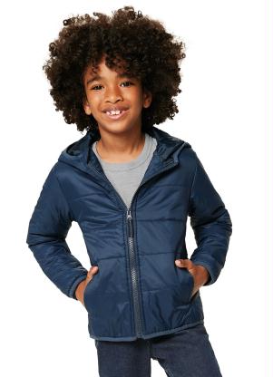 Malwee Kids - Jaqueta Azul Marinho com Capuz em Matelassê - MALWEE KIDS