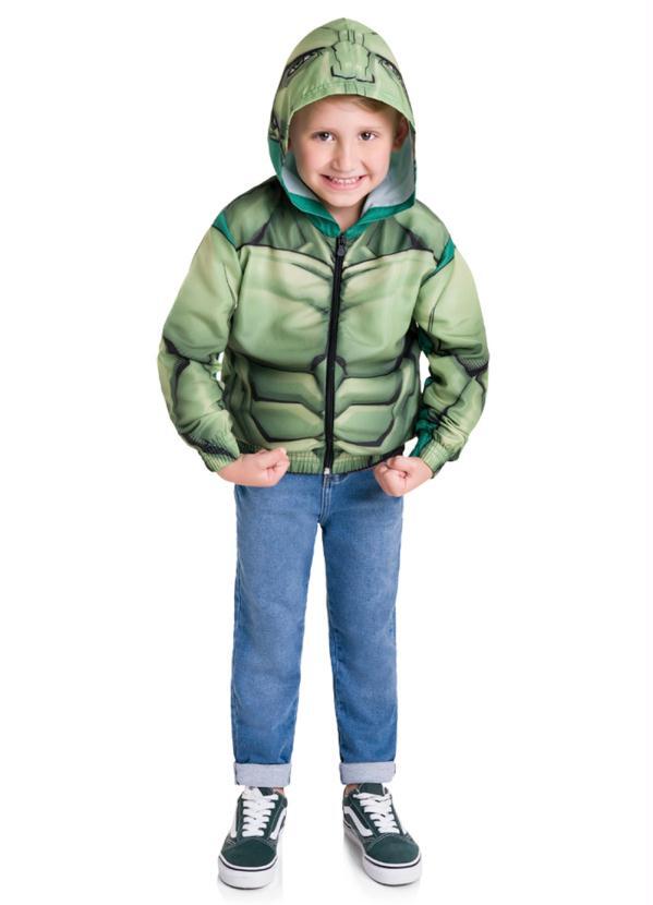Brandili Jaqueta Infantil Menino do Hulk Vingadores Verde