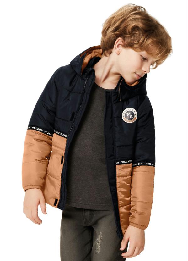 Malwee Kids - Jaqueta Preto com Capuz em Matelassê Menino