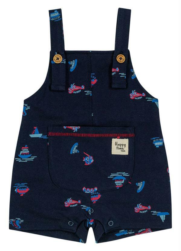 Trick Nick - Jardineira Infantil Masculina Barcos Azul