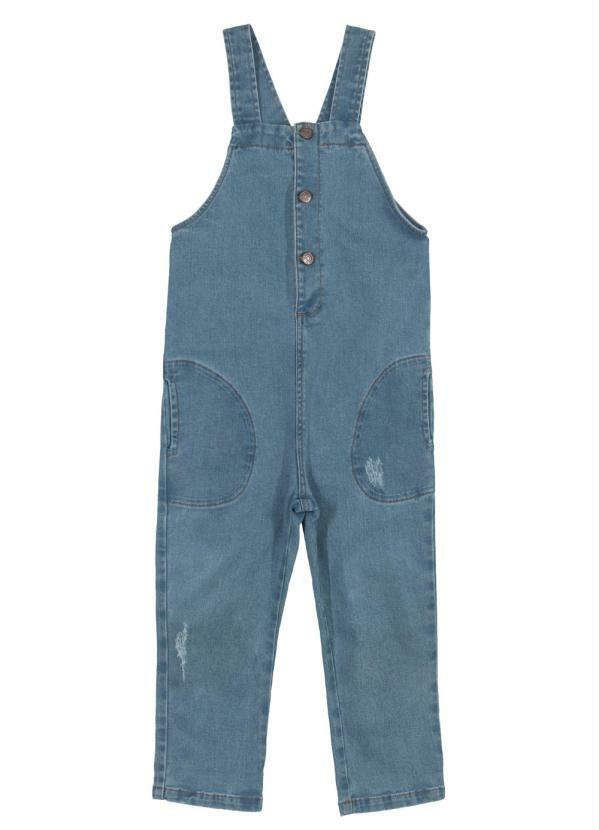 Up Baby - Jardineira Unissex em Jeans Azul