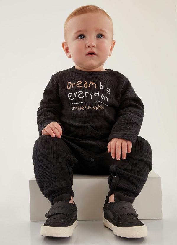 Up Baby - Macacão Inverno Bebê Menino Preto