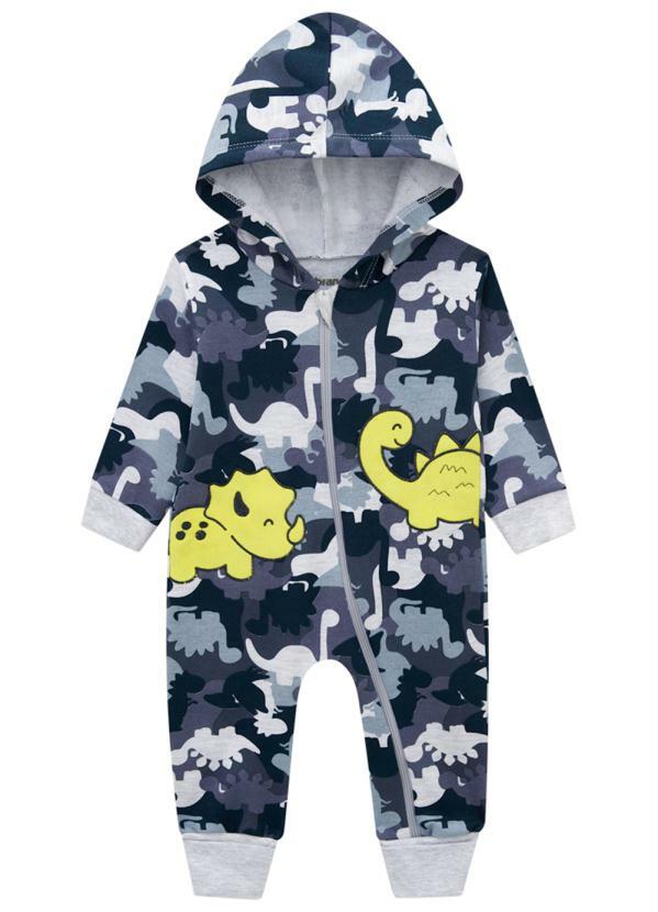 Brandili Baby - Macacão Menino de Dinossauro Cinza