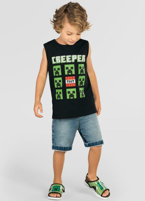 Brandili - Regata Infantil Unissex Minecraft Preto 2